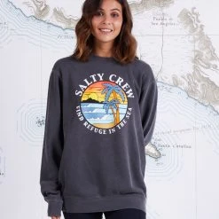 Salty Crew Paradise Faded Black Boyfriend Crew Womens