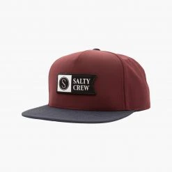 Salty Crew Alpha Burgundy/Navy Tech 5 Panel