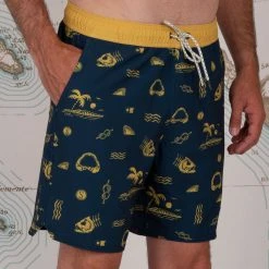 Salty Crew Island Days Navy/Gold Elastic Boardshort