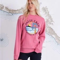 Salty Crew Paradise Deep Pink Boyfriend Crew Womens