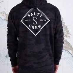 Salty Crew Tippet Black Camo Hood Fleece Mens