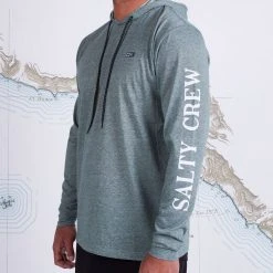 Salty Crew Mens Deckhand Moss Hood Tech Tee