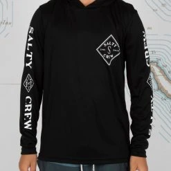 Salty Crew Tippet Boys Black Hood Sunshirt