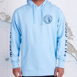 Salty Crew In Fishing We Trust Light Blue Hood Fleece Mens