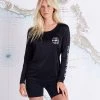 Salty Crew Womens Flip Flop Black Scoop Neck Sunshirt