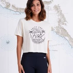 Salty Crew Go Fish Bone Crop Boyfriend Tee Womens