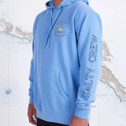 Salty Crew Mens Siren Slate Blue Overdyed Hood Fleece