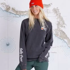 Salty Crew Womens Toro Faded Black Boyfriend Crew