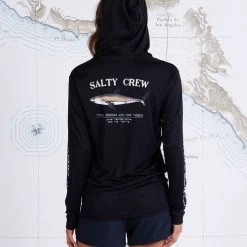 Salty Crew Bruce Black Hooded Sunshirt Womens