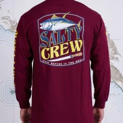 Salty Crew Mens Filet Burgundy L/S Standard Tee