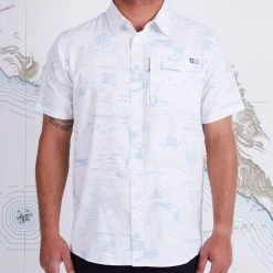 Salty Crew Pinnacle White/Blue S/S UV Woven Mens