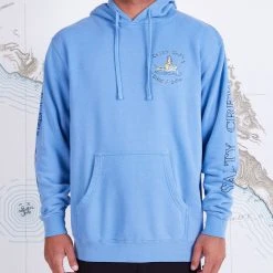 Salty Crew Mens Siren Slate Blue Overdyed Hood Fleece