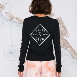 Salty Crew Womens Tippet Vintage Black L/S Skimmer Tee