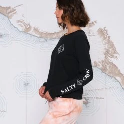 Salty Crew Womens Tippet Vintage Black L/S Skimmer Tee