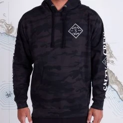 Salty Crew Tippet Black Camo Hood Fleece Mens