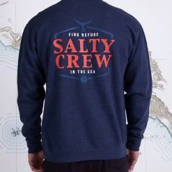 Salty Crew Skipjack Navy Heather Crew Fleece Mens