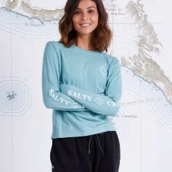 Salty Crew Tippet Dusty Turq L/S Skimmer Tee