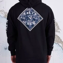 Salty Crew Mens Tippet Tackle Black Hood Fleece