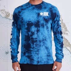 Salty Crew Mens Alpha Blue Tie Dye L/S Premium Tee