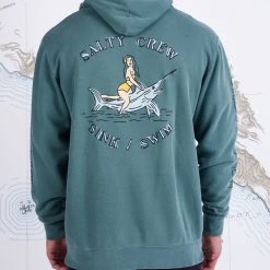 Salty Crew Mens Siren Pine Green Overdyed Hood Fleece