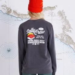 Salty Crew Womens Toro Faded Black Boyfriend Crew