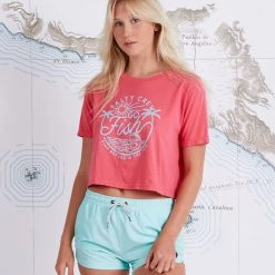Salty Crew Go Fish Coral Crop Boyfriend Tee