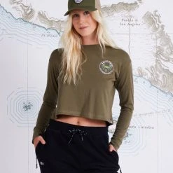 Salty Crew Blue Crabber Military L/S Crop Womens
