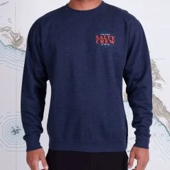 Salty Crew Skipjack Navy Heather Crew Fleece Mens