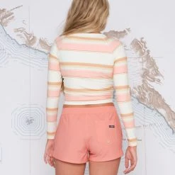Salty Crew Womens Find Refuge Peach Stripe Rashguard