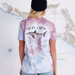 Salty Crew Bruce Faded Plum Tie Dye Boyfriend Tee Womens