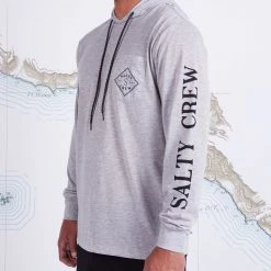 Salty Crew Tippet Athletic Heather Pocket Hood Tech Tee Mens