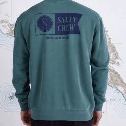 Salty Crew Alpha Crew Alpine Green Overdyed Fleece