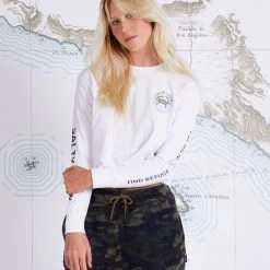 Salty Crew Womens Blue Crabber White L/S Crop