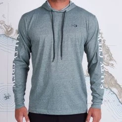 Salty Crew Mens Deckhand Moss Hood Tech Tee