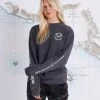 Salty Crew Blue Crabber Faded Black Boyfriend Crew Womens