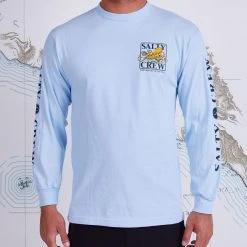 Salty Crew Ink Slinger Light Blue L/S Standard Tee Mens