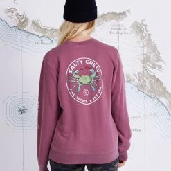Salty Crew Womens Blue Crabber Faded Plum Boyfriend Crew