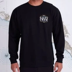 Salty Crew Mens Skipjack Black Crew Fleece