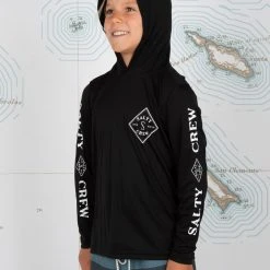 Salty Crew Tippet Boys Black Hood Sunshirt