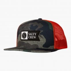 Salty Crew Alpha Twill Camo/Orange Trucker Mens