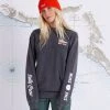 Salty Crew Womens Toro Faded Black Boyfriend Crew