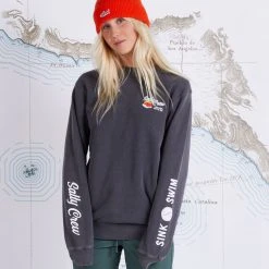 Salty Crew Womens Toro Faded Black Boyfriend Crew