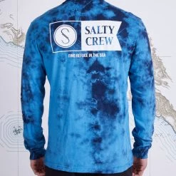 Salty Crew Mens Alpha Blue Tie Dye L/S Premium Tee
