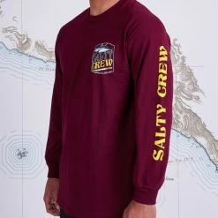 Salty Crew Mens Filet Burgundy L/S Standard Tee
