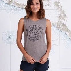 Salty Crew Womens Go Fish Ash Muscle Tank