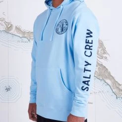 Salty Crew In Fishing We Trust Light Blue Hood Fleece Mens
