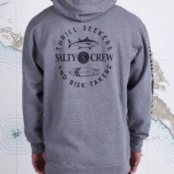 Salty Crew Mens Flopper Gunmetal Heather Hood Fleece