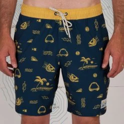 Salty Crew Island Days Navy/Gold Elastic Boardshort