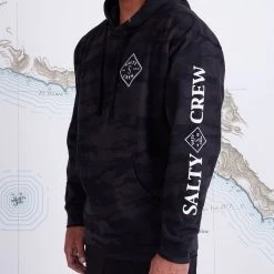 Salty Crew Tippet Black Camo Hood Fleece Mens