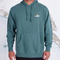 Salty Crew Mens Siren Pine Green Overdyed Hood Fleece